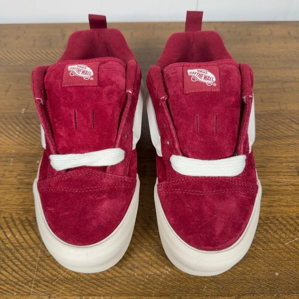 Vans Shoes Womens 7 Bordeaux‎ Red Knu Skool Suede Casual Skate Sneakers NEW